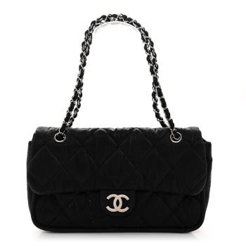 CHANEL Coated Canvas Quilted Le Marais Flap Black